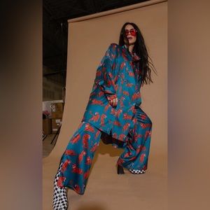 LALA ORIGINAL: Lala Satin Playsuit in Wild Woman